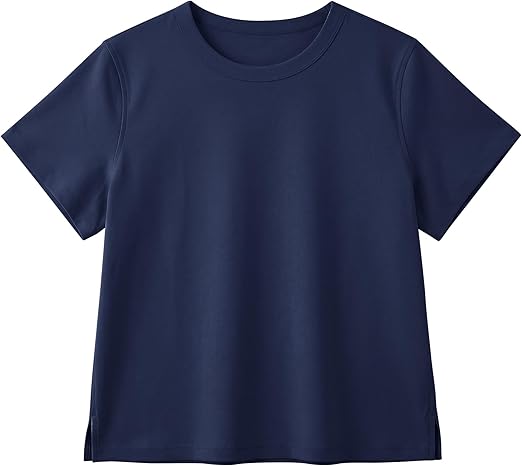 HR Women's Casual Cotton Crop Top, Crewneck Short Sleeve Solid Basic Tee