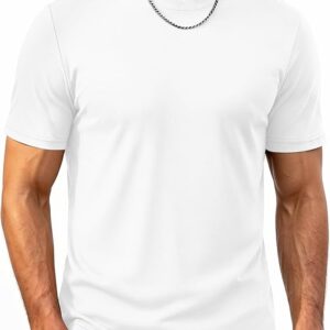HR Men's Short Sleeve Cotton T-Shirt, Casual Crew Neck Basic Tee, Moisture-Wicking Summer Shirt